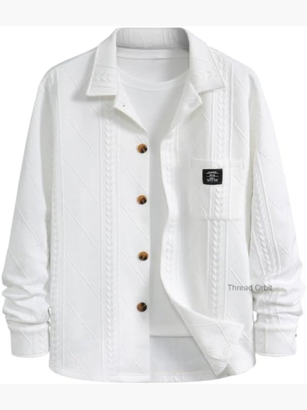 Men's Long Sleeve Button Front Flap Pocket Warm Woolen Jacket Coat
